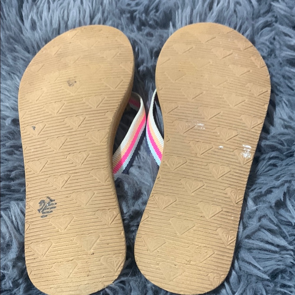 Roxy Striped Flip Flops with Pink and Blue Accents - Picture 3 of 3